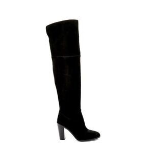 Vince Camuto Boots Womens Lorrey Black Suede Heeled Thigh High sz 8